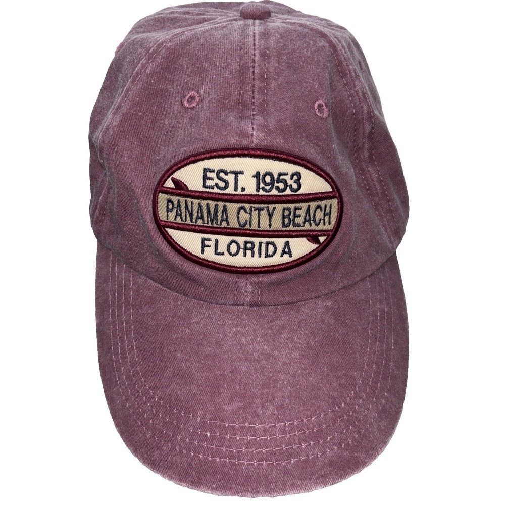 Panama City Beach Florida Established 1953 Ball Cap Burgundy Distressed